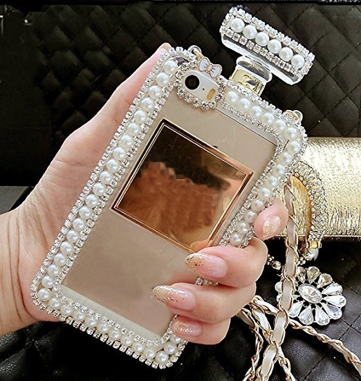 Luxury Jeweled Perfume Bottle Silicone Women's Phone Case