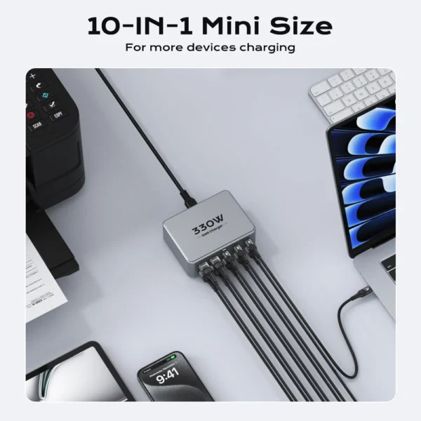 330W USB C GaN Charger 100W PD3.0 PPS QC3.0 Multiport Fast Charging Station For Laptop iPhone 15 16 Samsung Macbook Pro Tablet - Image 5