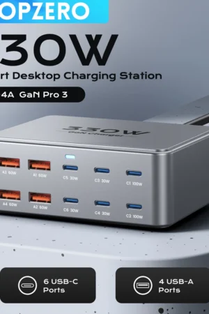330W USB C GaN Charger 100W PD3.0 PPS QC3.0 Multiport Fast Charging Station For Laptop iPhone 15 16 Samsung Macbook Pro Tablet