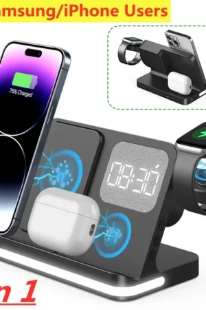Wireless Charger Stand For iPhone 15 14 Samsung S23 S22 Ultra Fold Z Flip Galaxy Watch Active Buds Fast Charging Station Holder